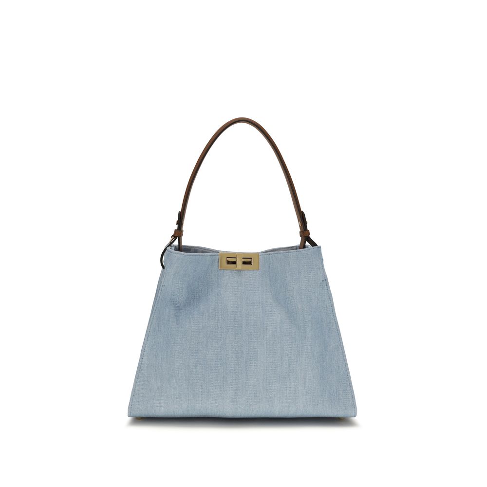 Fendi Way Medium Blue Denim Top-Handle Bag