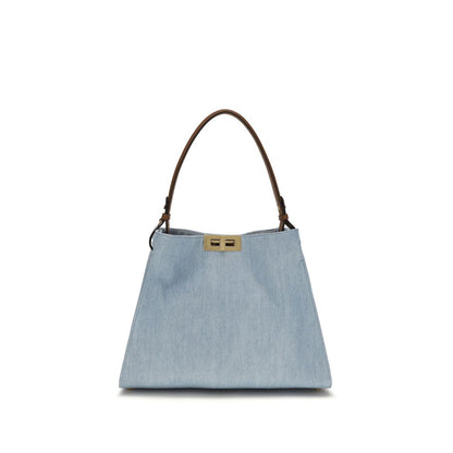 Fendi Way Medium Blue Denim Top-Handle Bag