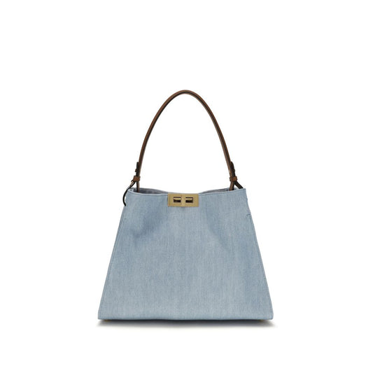 Fendi Way Medium Blue Denim Top-Handle Bag