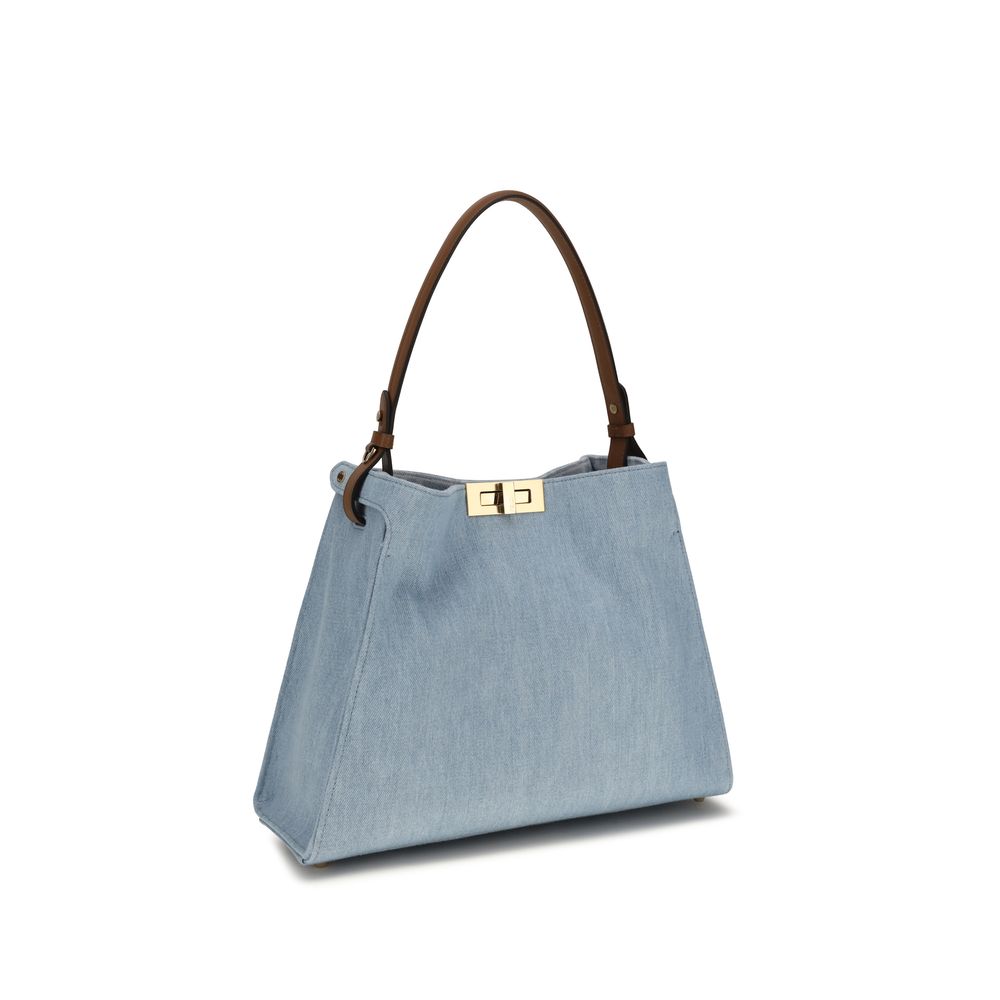 Fendi Way Medium Blue Denim Top-Handle Bag