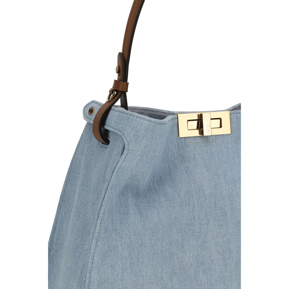 Fendi Way Medium Blue Denim Top-Handle Bag
