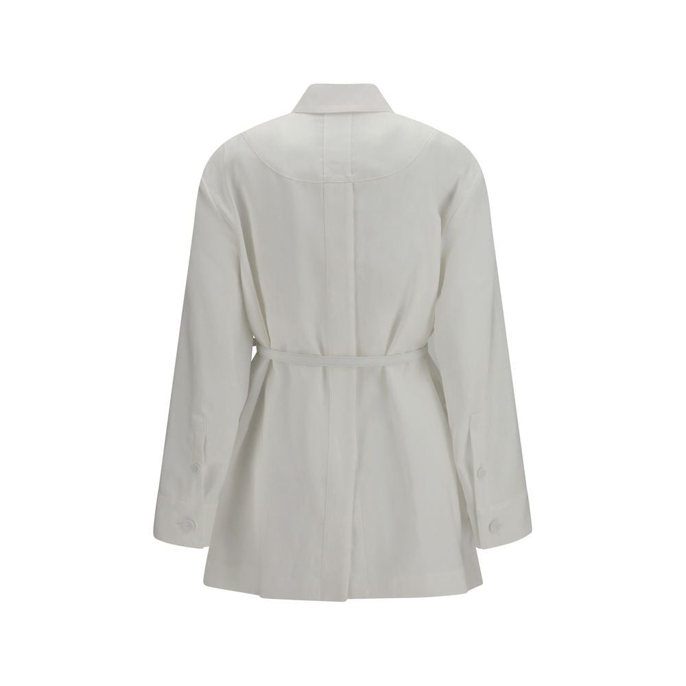 Fendi White Linen-Cotton Belted Jacket