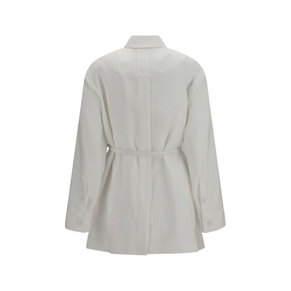 Fendi White Linen-Cotton Belted Jacket