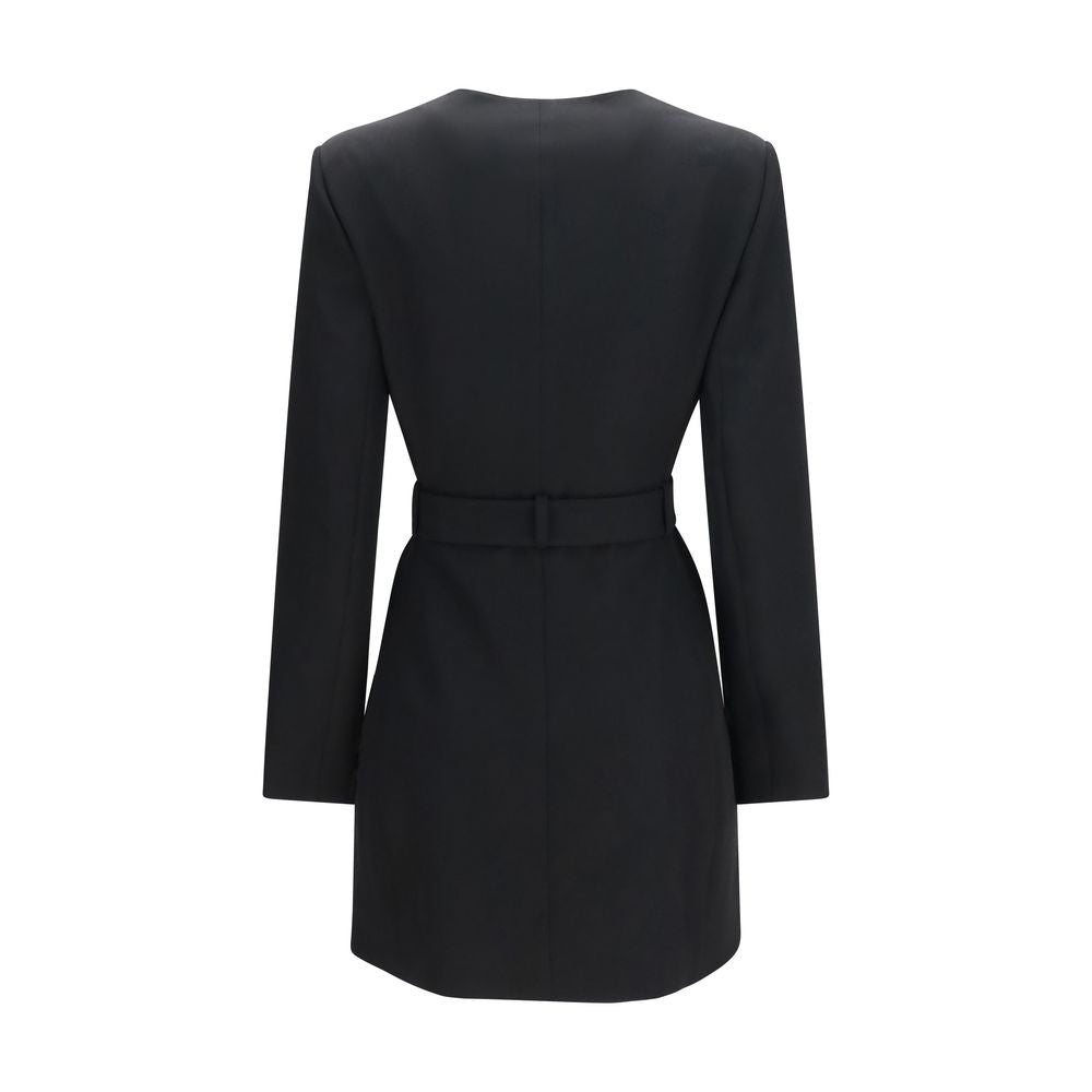 Balmain Black Belted Grain de Poudre Mini Dress