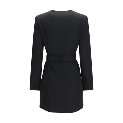 Balmain Black Belted Grain de Poudre Mini Dress