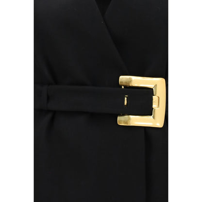 Balmain Black Belted Grain de Poudre Mini Dress