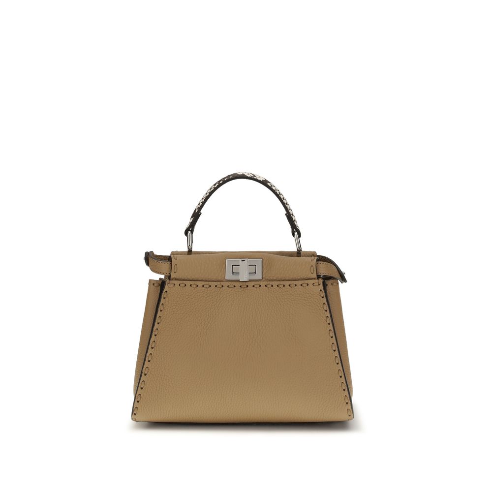 Fendi Peekaboo Mini Beige Calfskin Top-Handle Bag