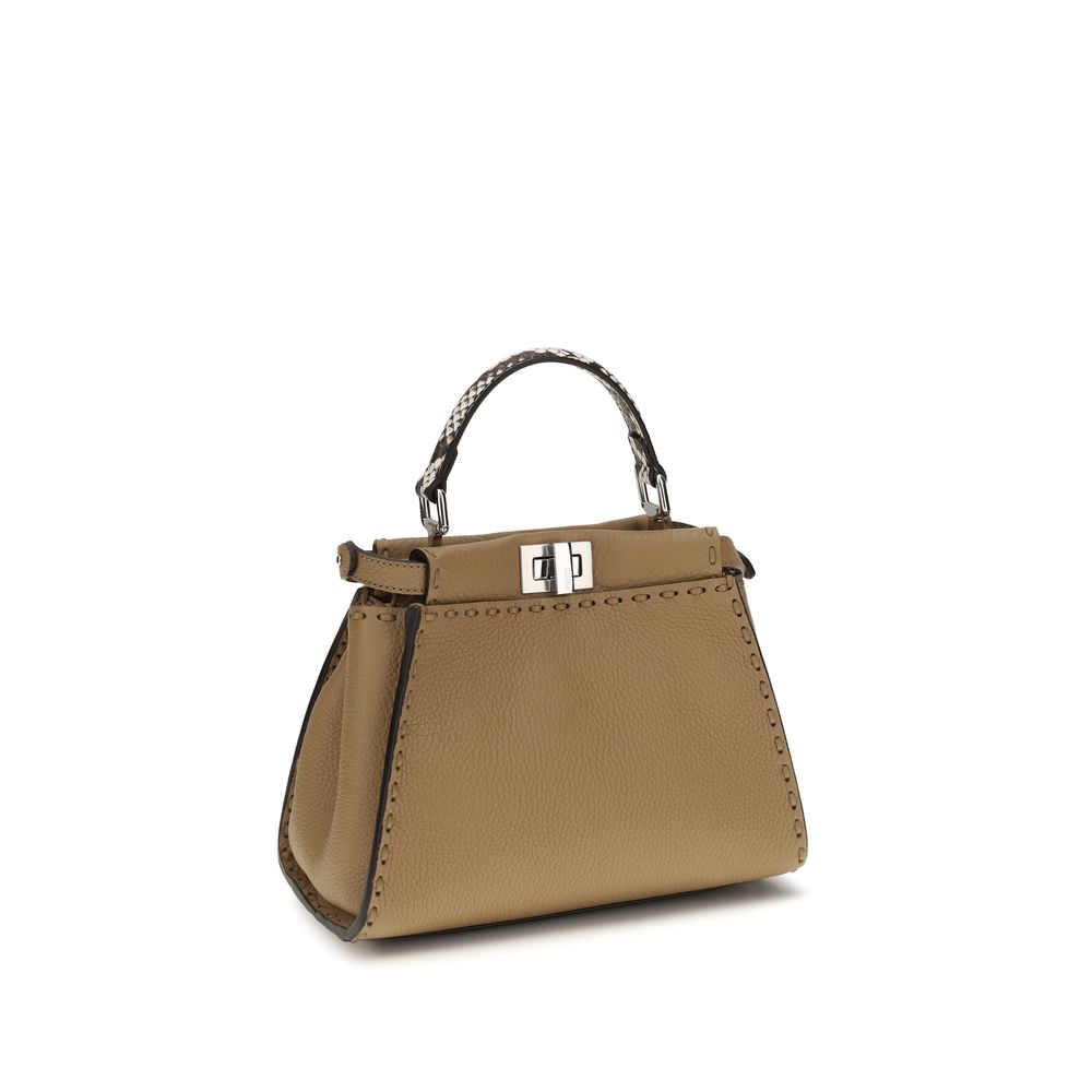 Fendi Peekaboo Mini Beige Calfskin Top-Handle Bag