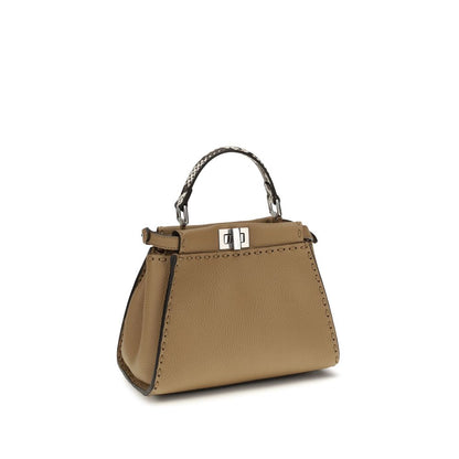 Fendi Peekaboo Mini Beige Calfskin Top-Handle Bag