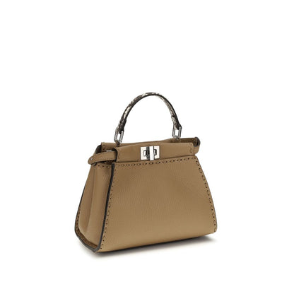 Fendi Peekaboo Mini Beige Calfskin Top-Handle Bag