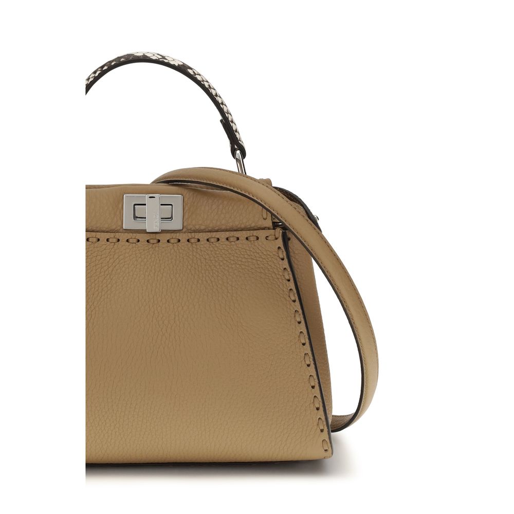 Fendi Peekaboo Mini Beige Calfskin Top-Handle Bag
