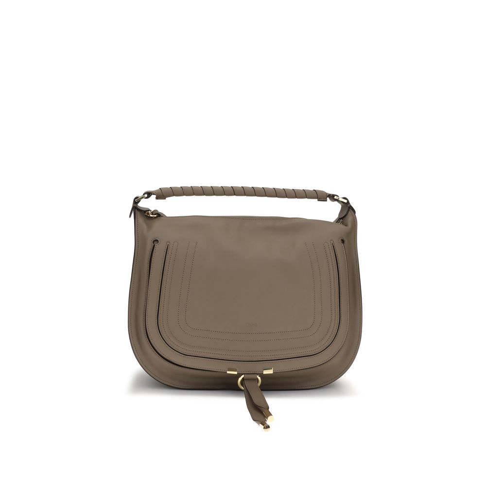 Chloé Medium Marcie Beige Grained Calfskin Shoulder Bag