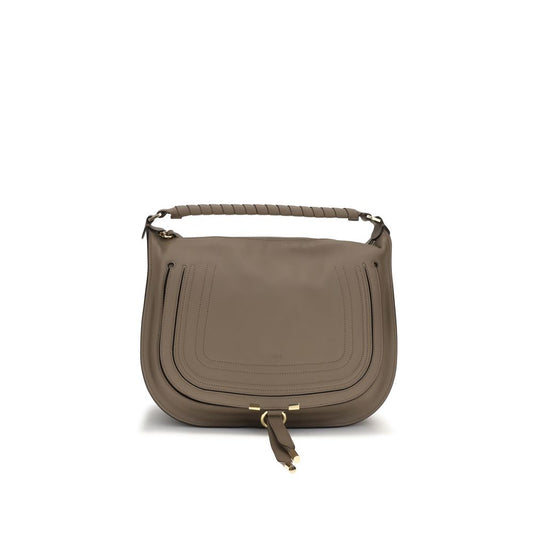 Chloé Medium Marcie Beige Grained Calfskin Shoulder Bag
