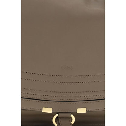 Chloé Medium Marcie Beige Grained Calfskin Shoulder Bag