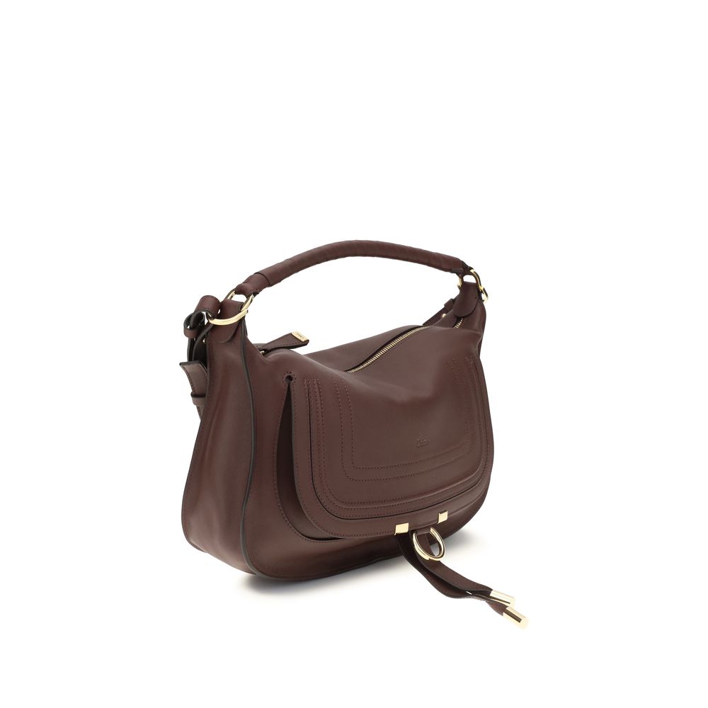 Chloé Marcie Bordeaux Calfskin Shoulder Bag