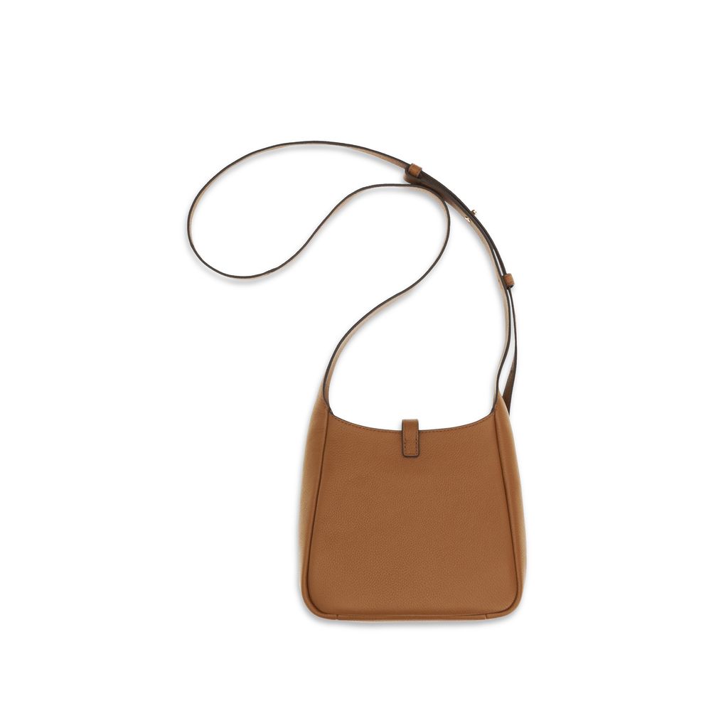 Tory Burch Miller Swing Brown Pebbled Leather Crossbody Bag