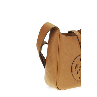 Tory Burch Miller Swing Brown Pebbled Leather Crossbody Bag
