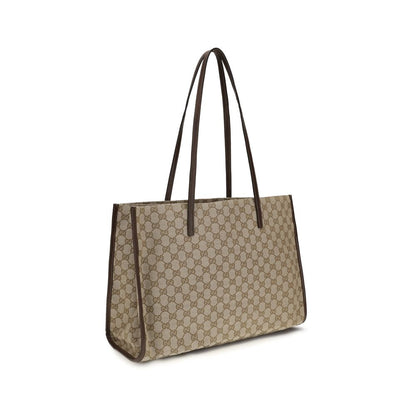 Gucci Londra Beige and Dark Brown GG Fabric Large Tote Bag