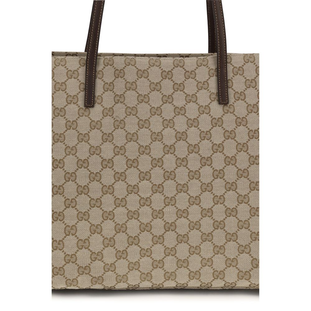 Gucci Londra Beige and Dark Brown GG Fabric Large Tote Bag
