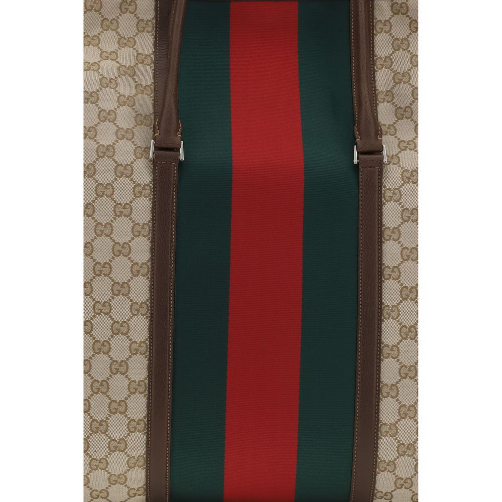Gucci GG Web Stripe Large Travel Tote Bag in Beige Canvas
