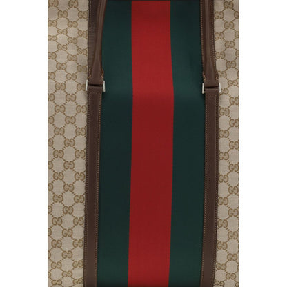 Gucci GG Web Stripe Large Travel Tote Bag in Beige Canvas