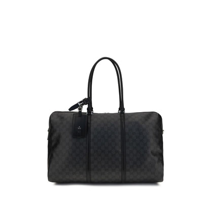 Gucci Web Stripe Travel Duffle in Black GG Canvas
