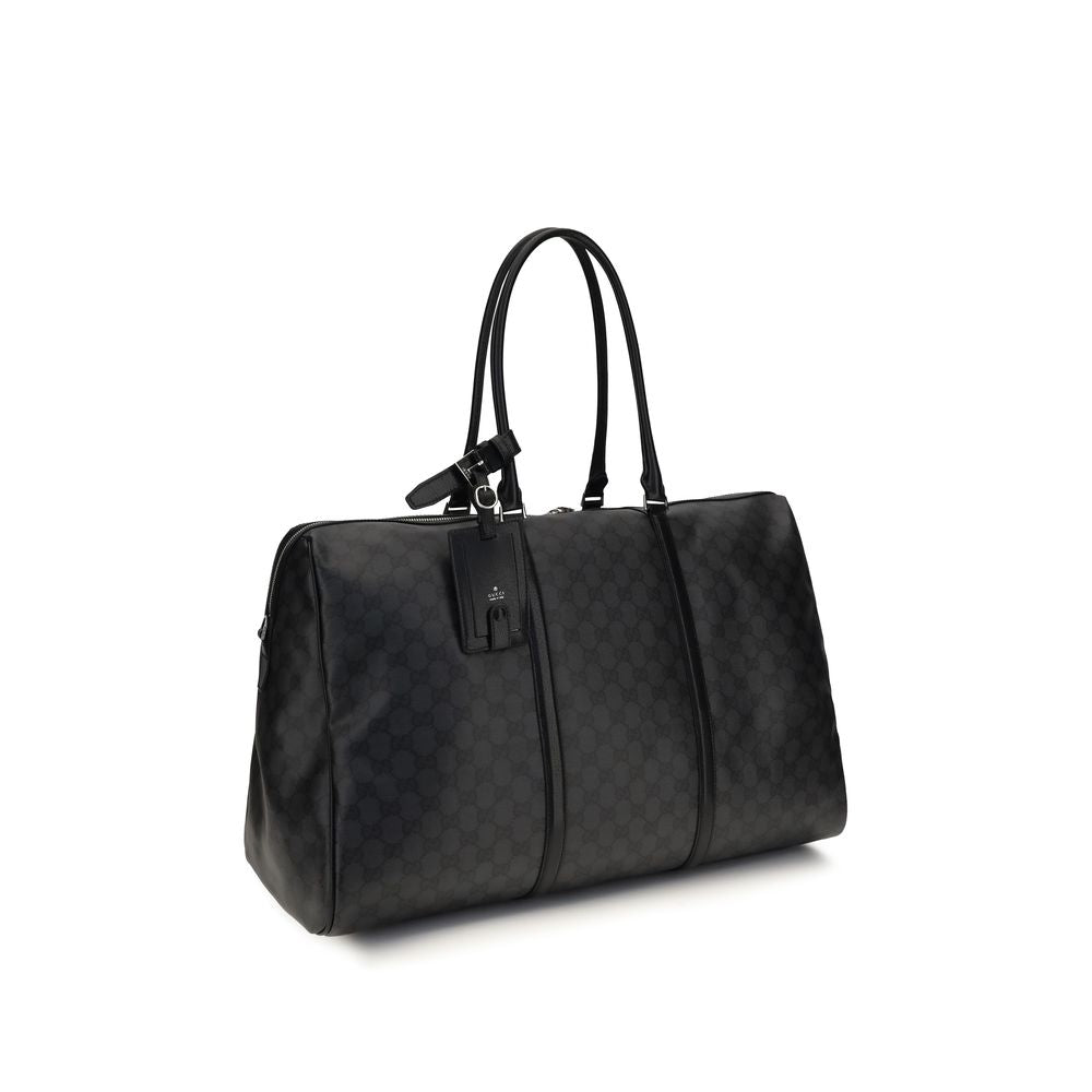 Gucci Web Stripe Travel Duffle in Black GG Canvas