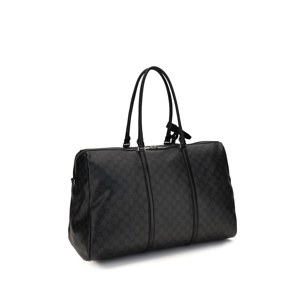 Gucci Web Stripe Travel Duffle in Black GG Canvas