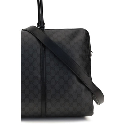 Gucci Web Stripe Travel Duffle in Black GG Canvas