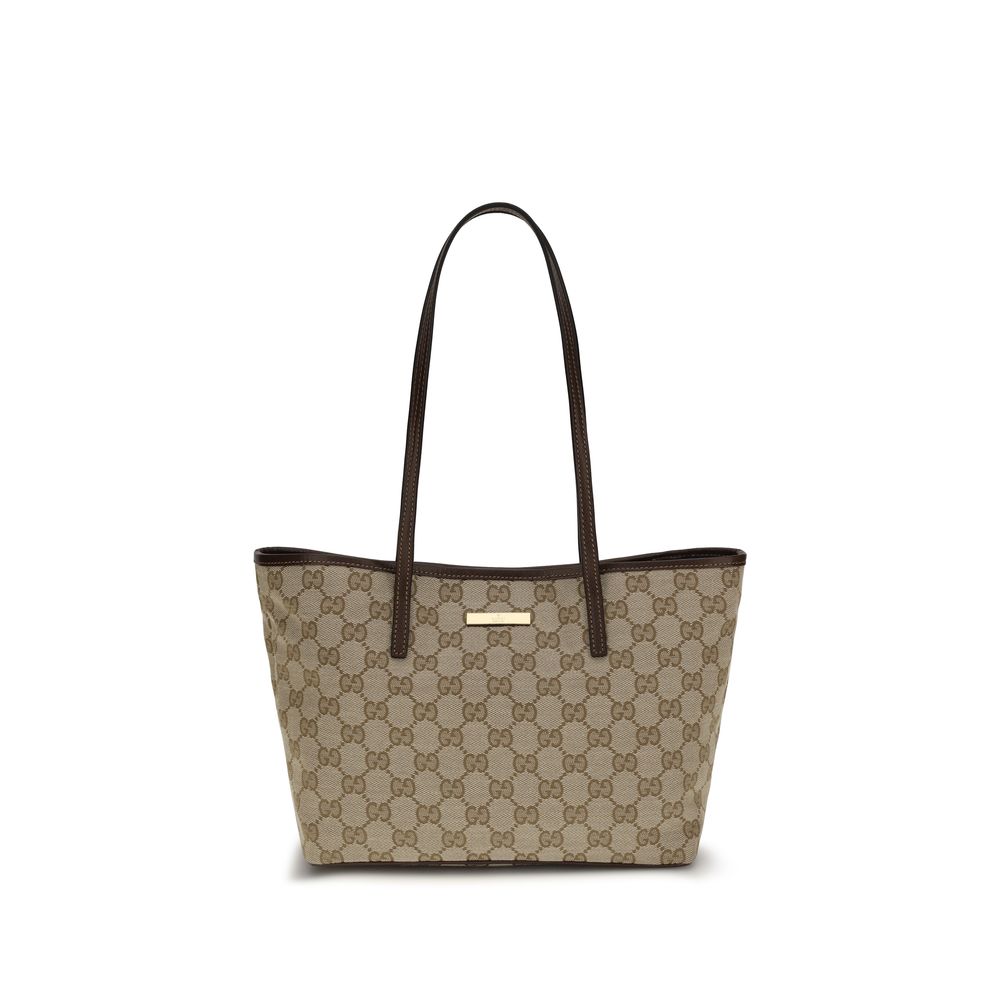 Gucci Tribeca Beige Ebony GG Supreme Canvas Tote Bag