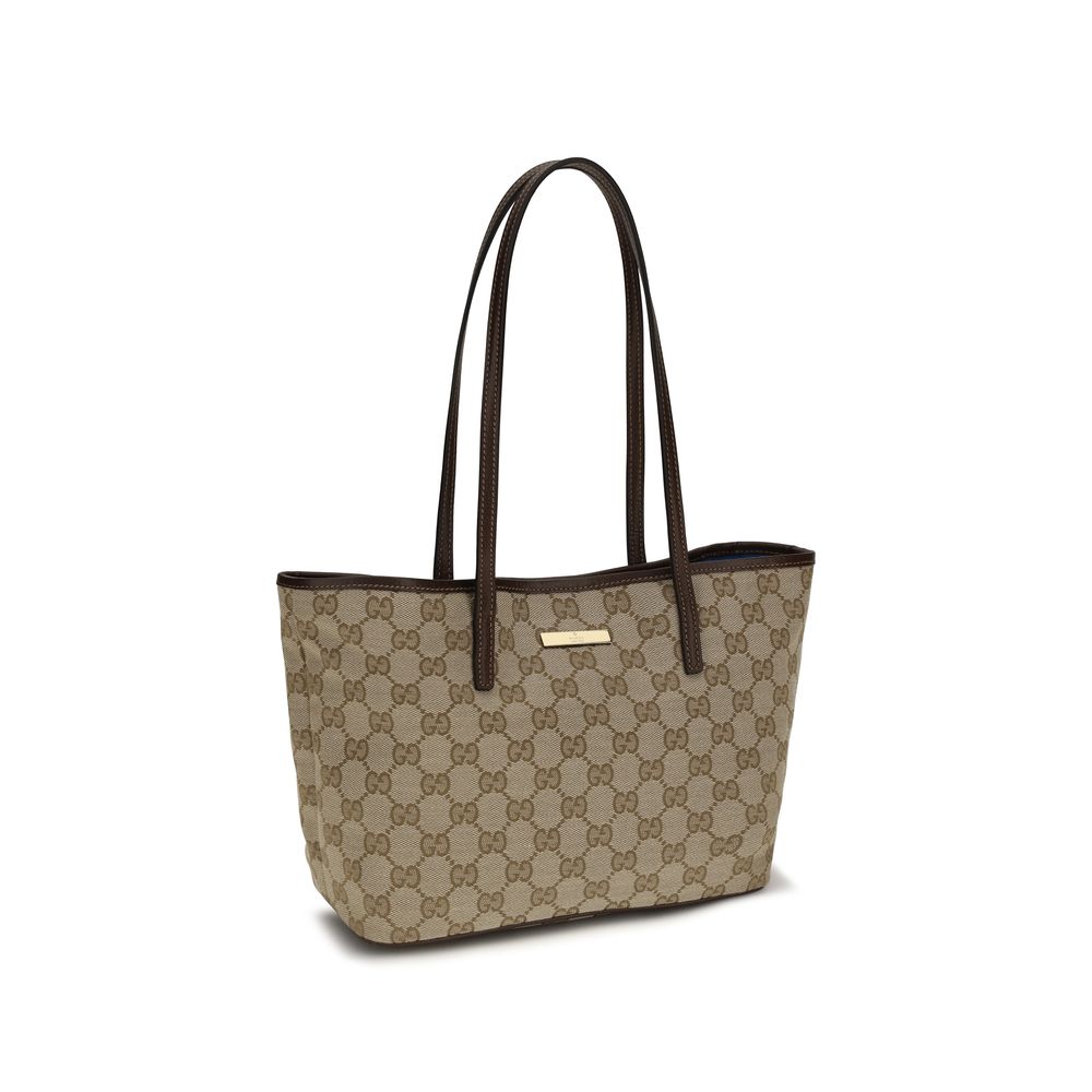 Gucci Tribeca Beige Ebony GG Supreme Canvas Tote Bag
