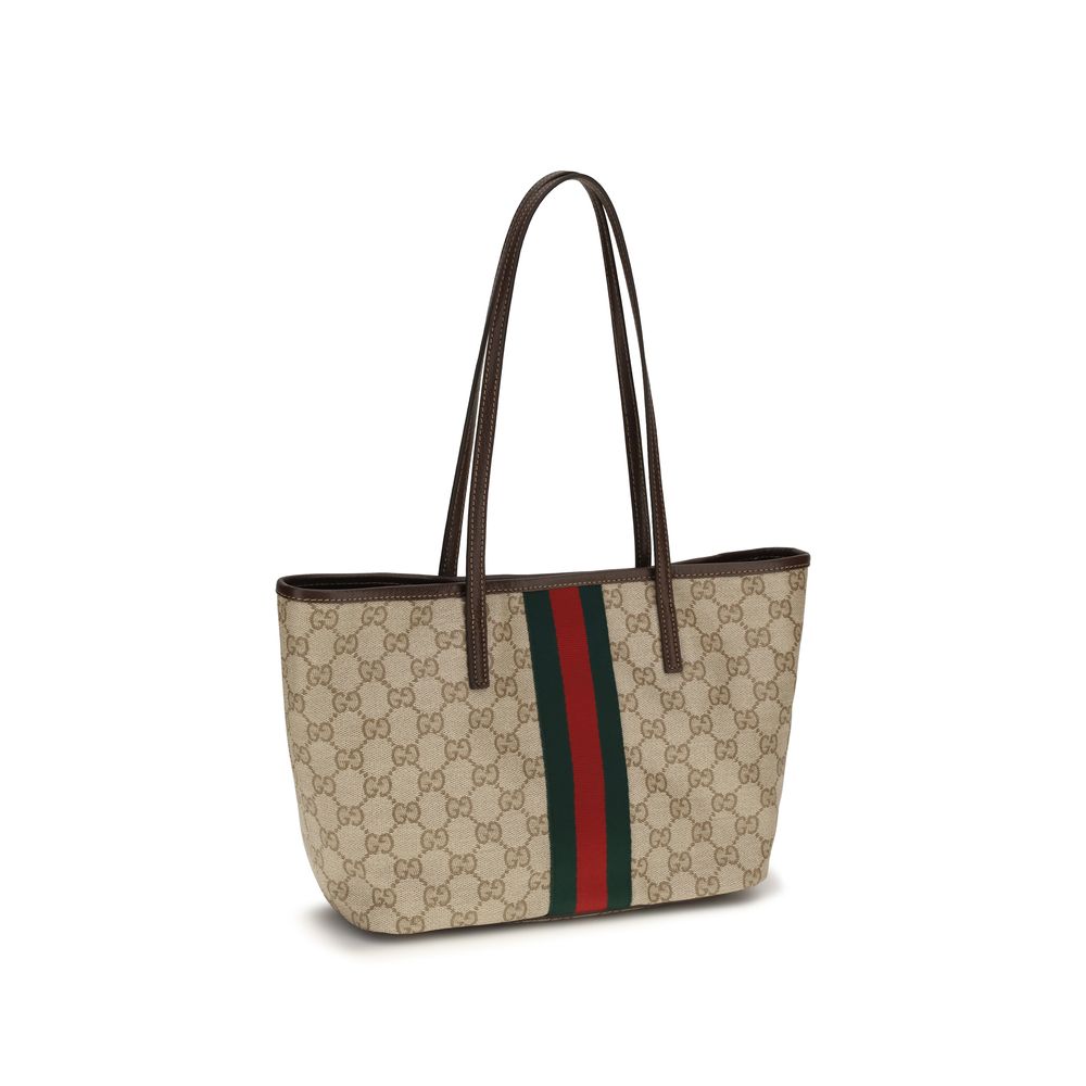 Gucci Small Tribeca Tote Bag in Beige/Ebony GG Supreme Canvas