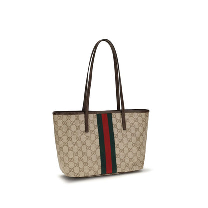 Gucci Small Tribeca Tote Bag in Beige/Ebony GG Supreme Canvas
