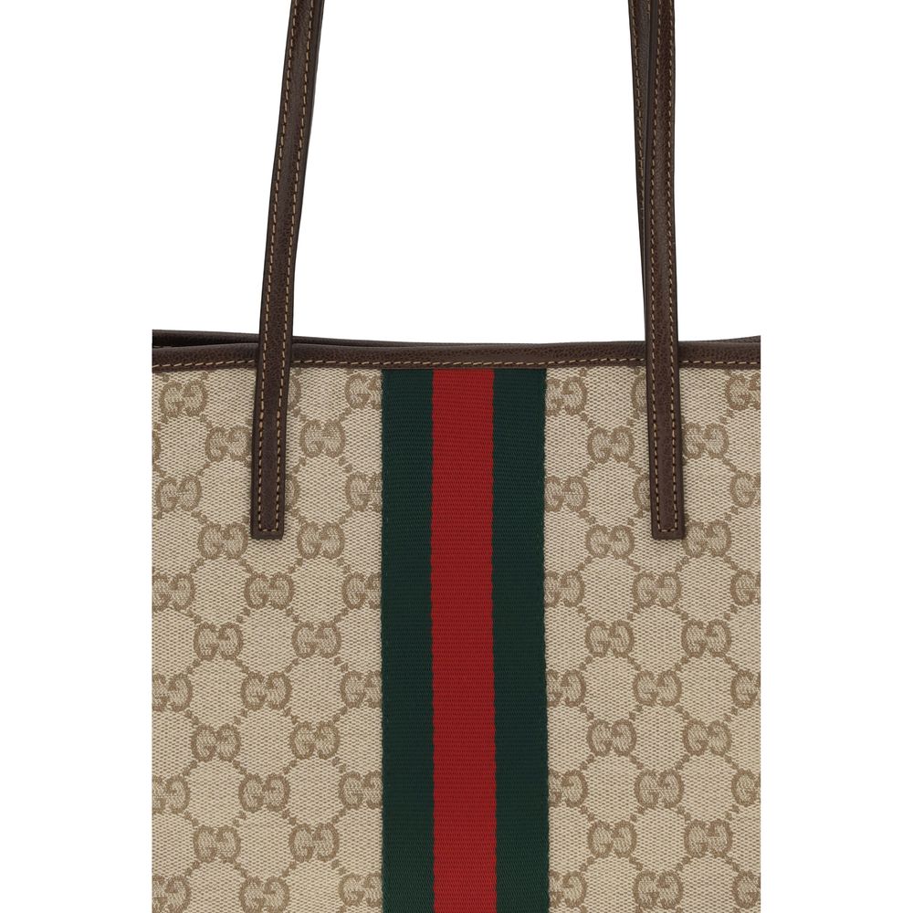 Gucci Small Tribeca Tote Bag in Beige/Ebony GG Supreme Canvas