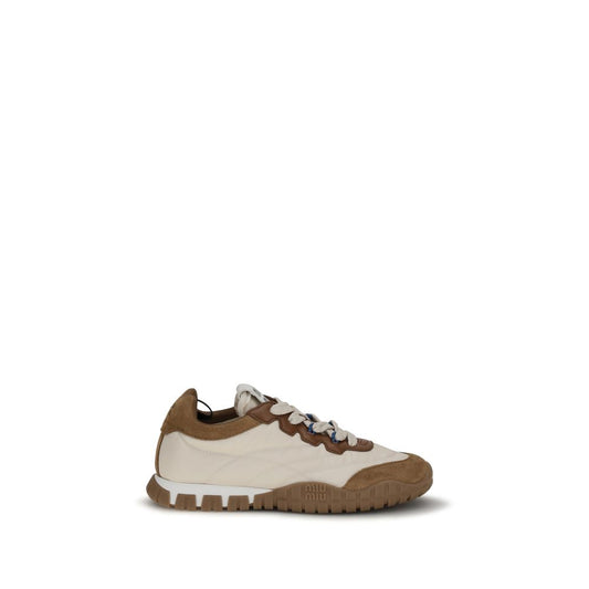 Miu Miu Beige Fabric And Suede Sneakers