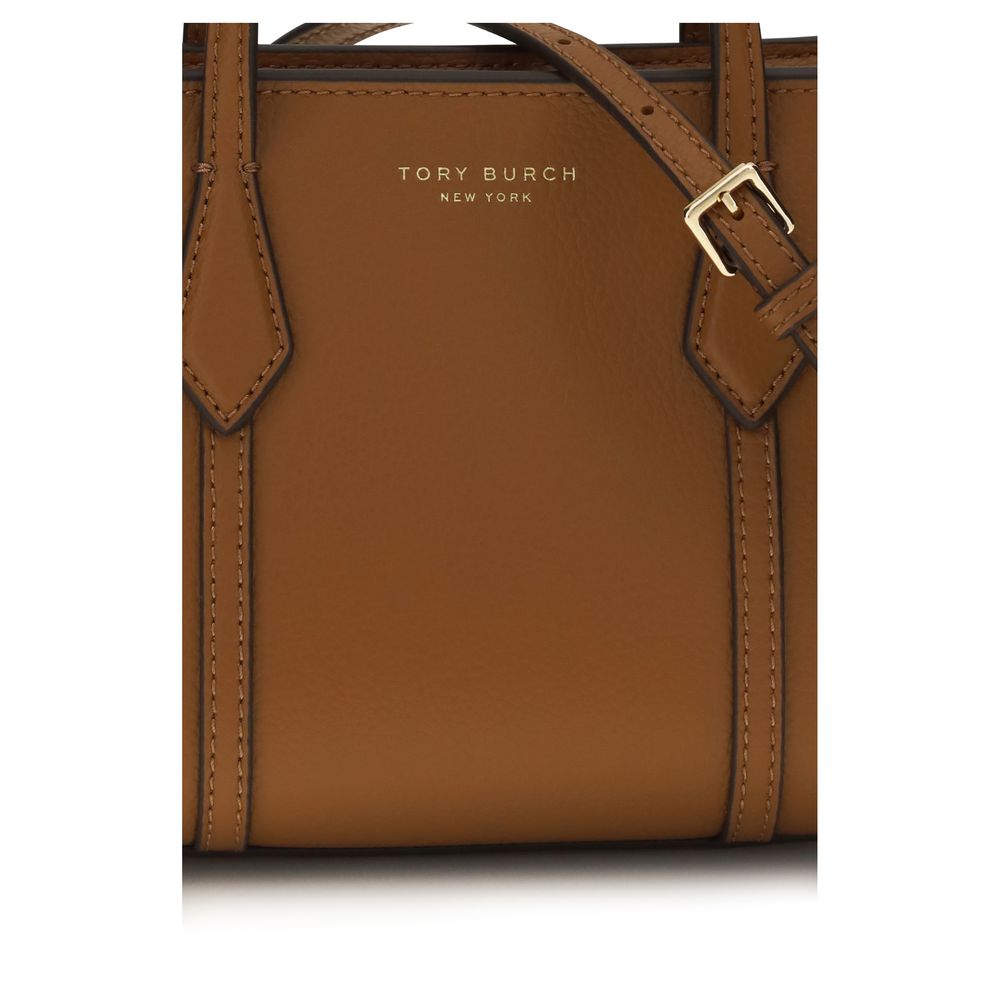 Tory Burch Perry Brown Calf Leather Mini Tote Bag