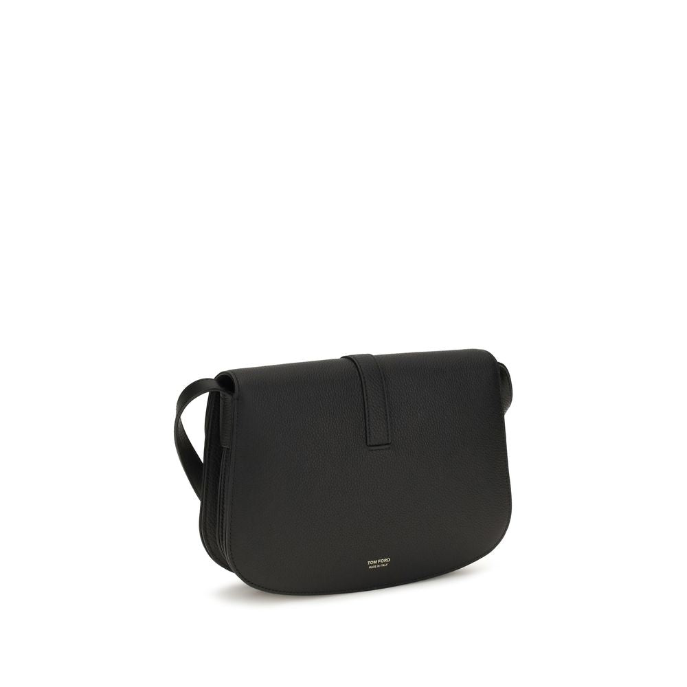 Tom Ford Black Grained Calf Leather Shoulder Bag