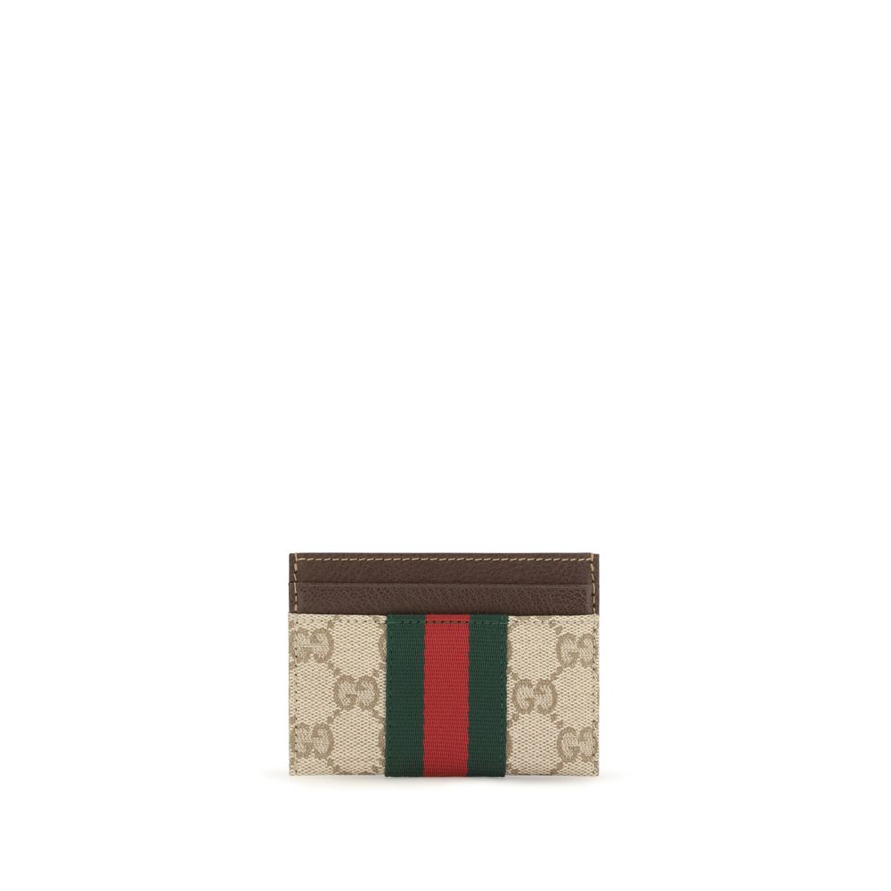 Gucci Ophidia Web Stripe Beige GG Canvas Card Holder