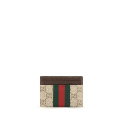 Gucci Ophidia Web Stripe Beige GG Canvas Card Holder