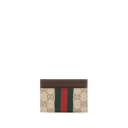 Gucci Ophidia Web Stripe Beige GG Canvas Card Holder