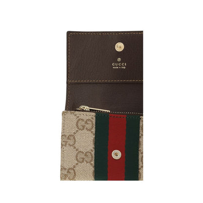 Gucci Web Bi-Fold GG Canvas Card Holder Beige