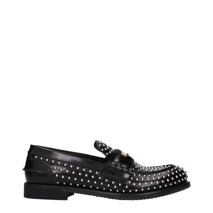 Miu Miu Studded Leather Loafers in Black