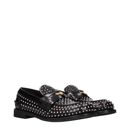 Miu Miu Studded Leather Loafers in Black
