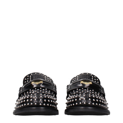 Miu Miu Studded Leather Loafers in Black