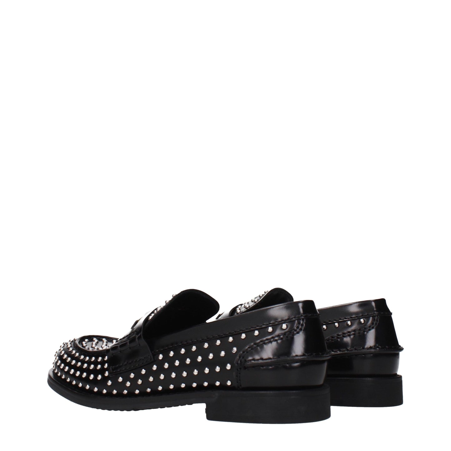 Miu Miu Studded Leather Loafers in Black