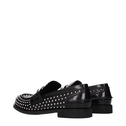 Miu Miu Studded Leather Loafers in Black