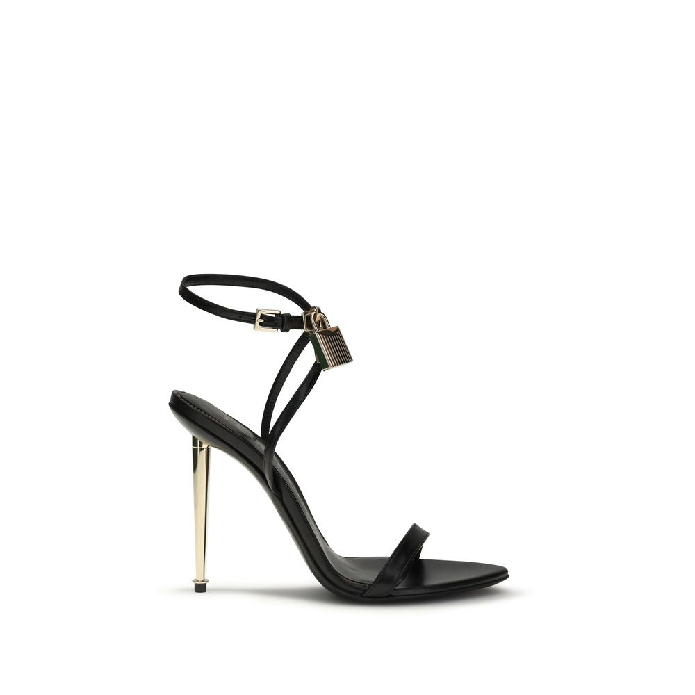 Tom Ford Padlock Pointy Naked Black Goatskin Sandals