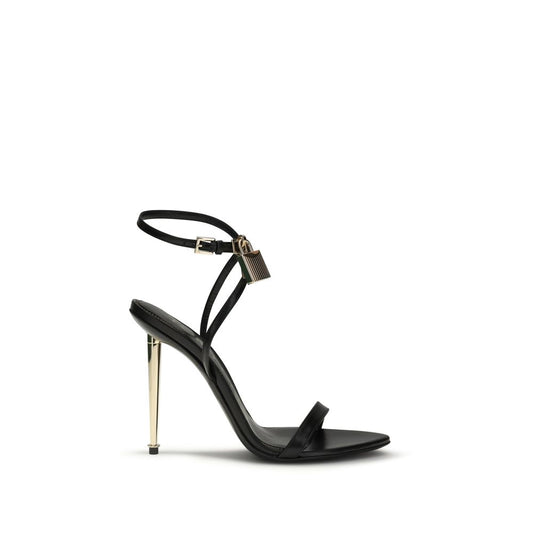 Tom Ford Padlock Pointy Naked Black Goatskin Sandals