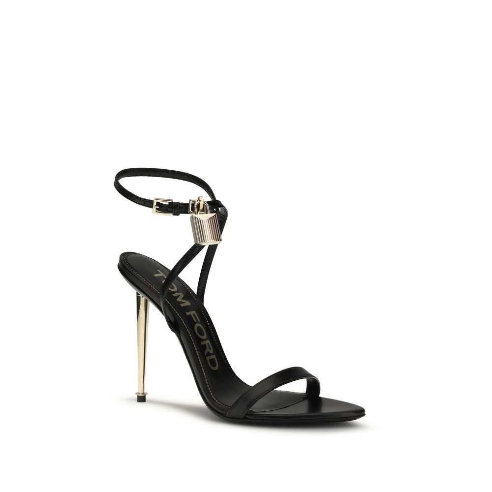 Tom Ford Padlock Pointy Naked Black Goatskin Sandals