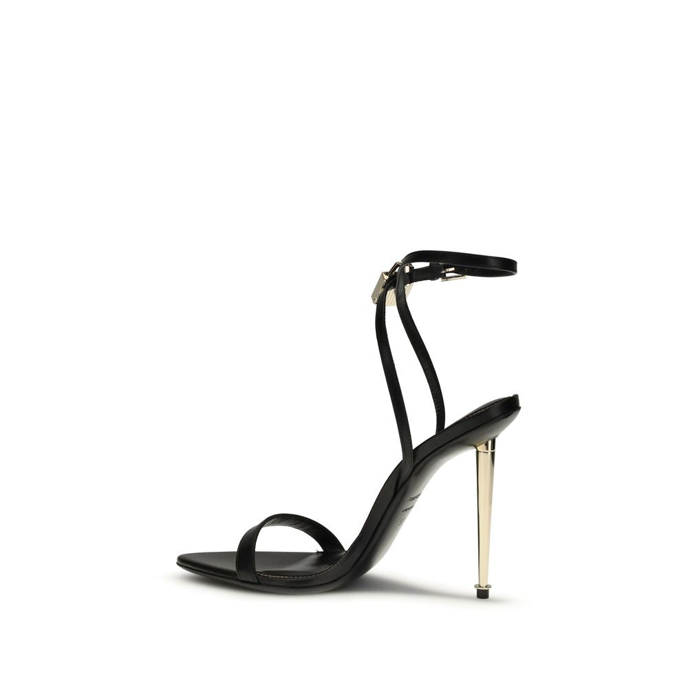 Tom Ford Padlock Pointy Naked Black Goatskin Sandals